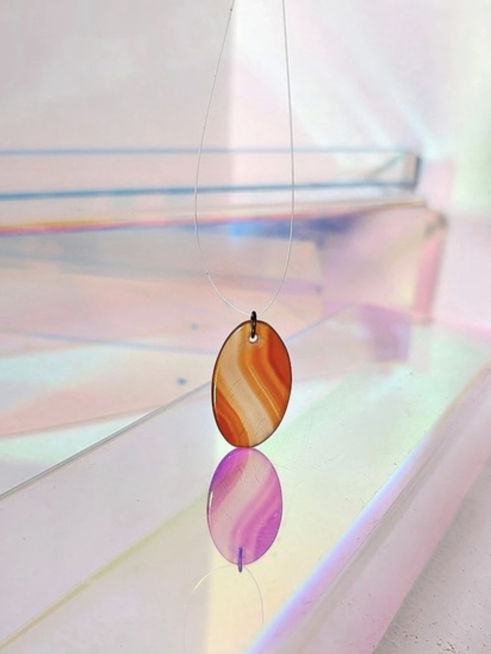 Orange & Brown Banded Agate Pendant Necklace